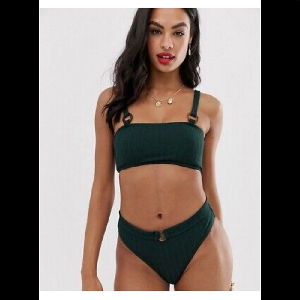 Vero Moda Forrest Green Knit High Waisted Bikini! XS, great condition, worn 1x
